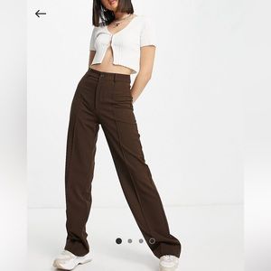 High rise tailored straight leg pants